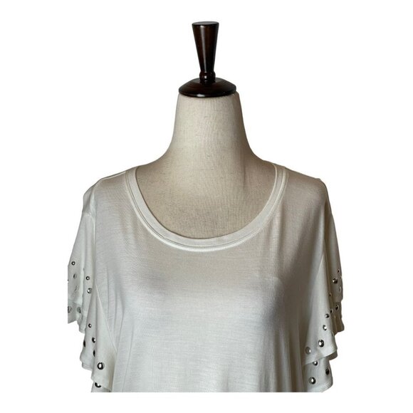 INC International Concepts White Ruffled Tiered‎ Short Sleeve Tee Size XXL - Picture 3 of 9